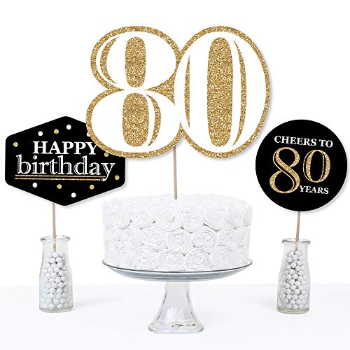 2 Adult+80th+Birthday+Centerpiece+Toppers