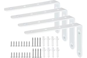 SAYAYO Shelf Bracket Heavy Duty Wall Shelf Brackets Stainless Steel Right Angle Shelf Supports White, 5 x 3 Inch L Brackets f