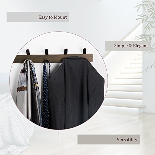 RooLee Coat Hooks Coat Rack Wall Mounted Wall Hooks Hanger Heavy Duty Clothes Hook Rail with 5 Metal Hooks - Thumbnail 4