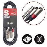 Stagg STC3CMXM Male XLR to Male RCA Twin Cable - 10ft.