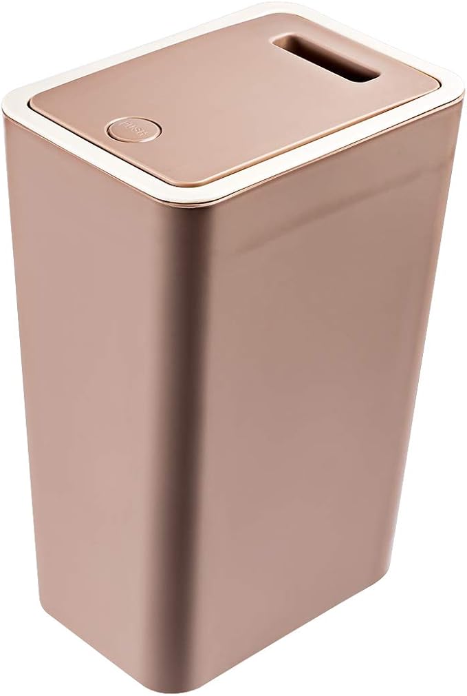 LVPY Slim Deco Bin, 8L Plastic Recycling Bin Flip Top Waste Bin for