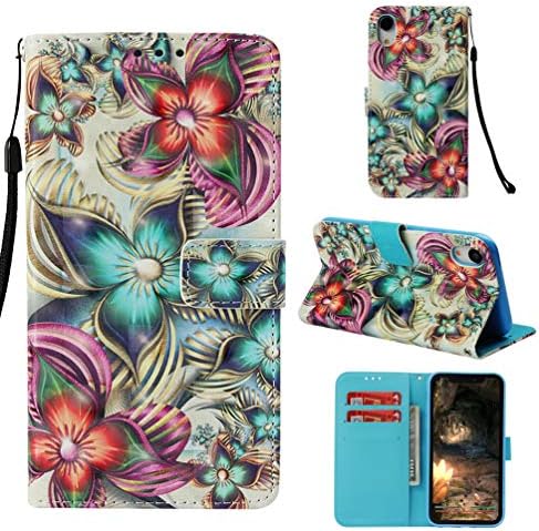 iPhone XR Case, iPhone Xr 6.1 inch 2018 Case Wallet 3D Painting Leather Cover Kickstand Multi Card Slot Shock Absorption Bumper Magnetic Closure Shell Skin for iPhone XR 6.1'' Edauto - Flower