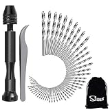 SIQUK 55 Pcs Pin Vise Hand Drill Set 52 Pcs Precision Model Twist Hand Drill Bits with 1 Pc Hand Drill, 1 Pc Tweezer and a Drawstring Pouch for DIY Drilling
