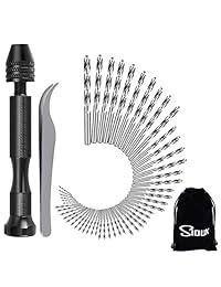 SIQUK - Juego de brocas de mano de 55 piezas, incluye 52 brocas giratorias (0.012 0.118 in), 1 broca de mano, 1 pinza y una bolsa de cordón para taladrar