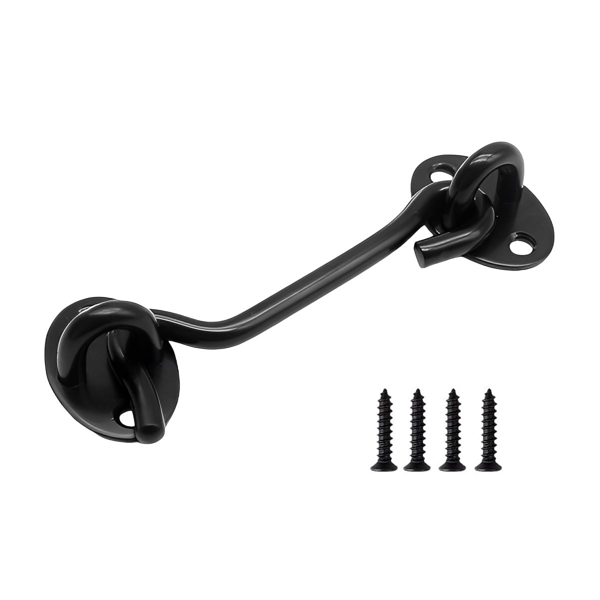 ExcInter Door Hold Open Black 8 inch Stainless Steel Cabin Hook Heavy Duty and Eye Latch Lock Shed Gate Door Chrome Cabin Hook