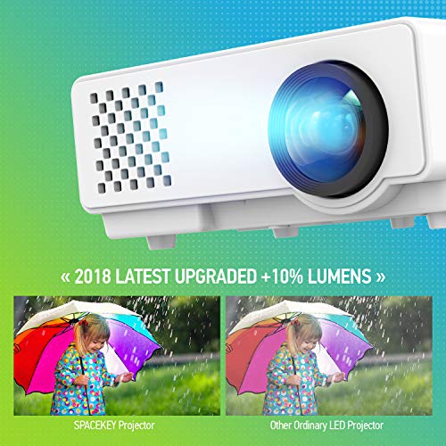 Projector, Spacekey RD-810 LED Portable Projector, Multimedia Home Theater Video Projector Supporting 1080P with HDMI USB VGA AV for Home Cinema TV Laptop Game iPhone Andriod Smartphone