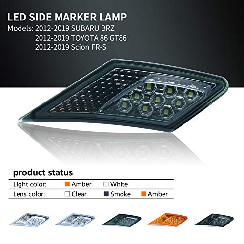 OEM SMD Led Technology ECE Side Marker Lamp For 2012-2019 TOYOTA 86 / GT86 / SUBARU BRZ/Scion FR-S (Smoke Lens With White Light)