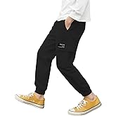 SANGTREE Boy's & Men's Cargo Pants Elastic Waist Drawstring Loose Tapered Multi Pockets Cargo Jogger Pants, 3 Years - Men XXL