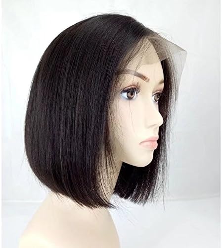 Zhangxiuzhu Hair Short Bob Straight Wig Human Hair for Black Woman 8" Short Brazilian Hair Glueless Full Lace Wigs with Baby Hair Natural Hairline Glueless Front Lace Bob Wig