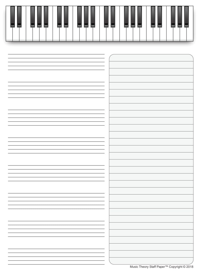 Mua Music Theory Staff Paper | Manuscript Paper with Keyboard Layout ...