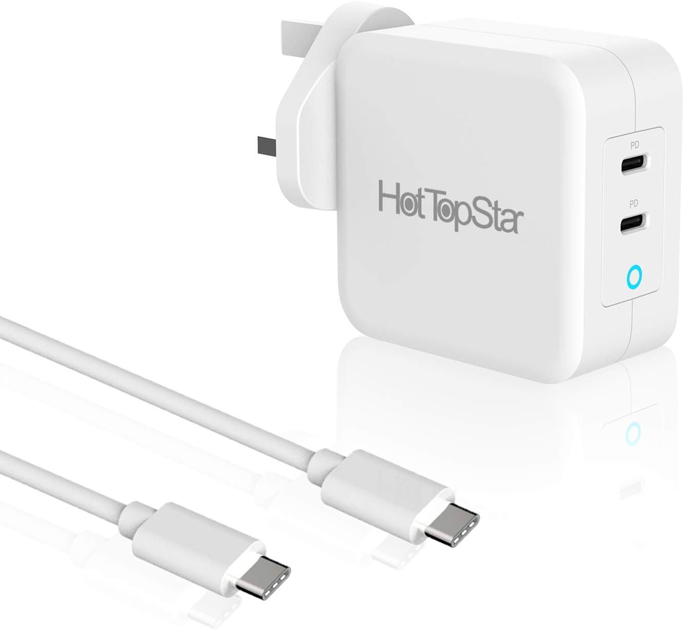 HotTopStar 100W GaN Charger, USB C Plug, 2-Port Fast Compact Wall Charger, 96W USB C Laptop Charger for MacBook Pro/Air