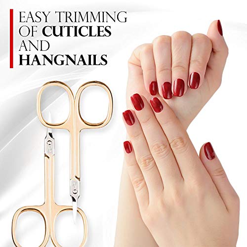 Titania Germany Solingen Tower Point Cuticle Scissors - Professional Grade Gold Plated Curved Manicure & Pedicure Trimmer - For Fingernails, Toenails, Dry Skin & Callus Cutting - Thumbnail 2