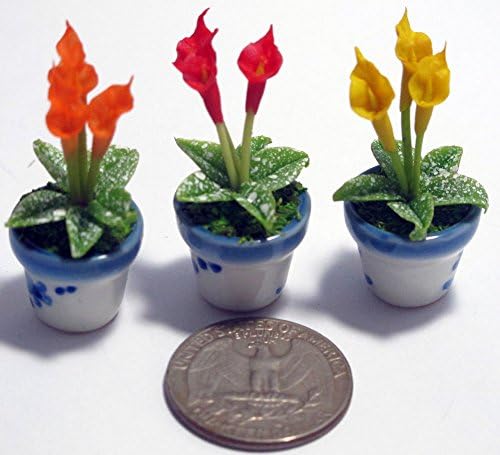 3 Lovely Calla Lily Plant Flower Dollhouse Miniature ,Home Decoration