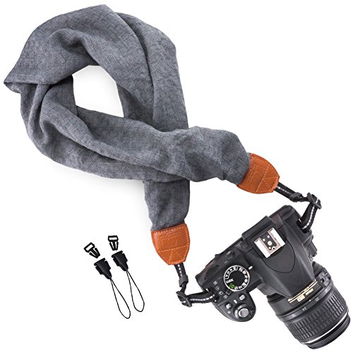 Wolven Soft Scarf DSL/SLR Camera Neck Shoulder Strap Belt for Nikon/Canon/Sony/Samsung/Pentax/Olympus/Leica/Fujifilm Instax Etc, Grey
