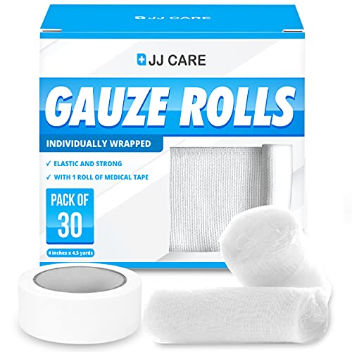 JJ CARE Premium Gauze Rolls (Pack of 30) Rolled Gauze with Free Medical