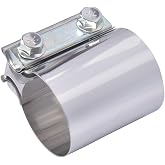 Elifecenter ID 2 Inch Exhaust Clamp, 2" Lap Joint Band Clamp | 304 Stainless Steel Exhaust Band CLamp for OD 2 inch Pipes, 360&deg; Seal For Exhaust Pipes, 10.8 High Strength Bolt