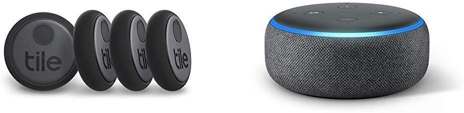 Tile Sticker (2020) - 4-Pack Echo Dot (3rd Gen) Amazon Smart Speaker with Alexa