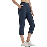 baleaf 20'' Women Capris with Pockets Stretch Golf Work Dress Cropped Pants Straight Leg High Waisted Pull On Summer