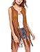 HOTOUCH Country Concert Outfits for Women Fringe Vest Leather Vest Cowgirl Top Faux Suede Vest Ethnic Lightweight Sleeveless Long Vest Boho Jacket Brown S