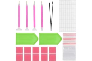 Sopcone 38 Pieces 5D DIY Diamond Painting Tools and Accessories Cross Stitch Kits Including Diamond Stitch Pen, Tweezers, Glu