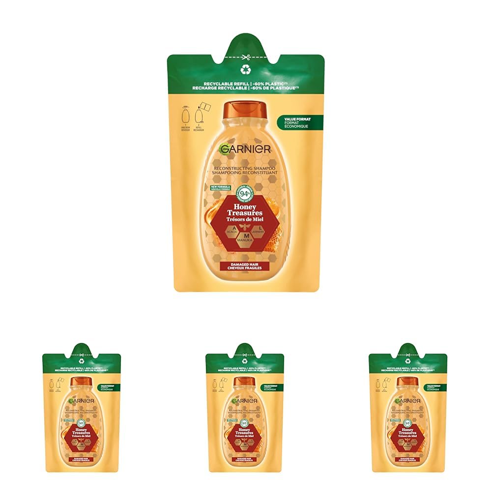 Garnier Wahre Schätze Shampoo Nachfüllpack Honig Schätze (Packung mit 4)