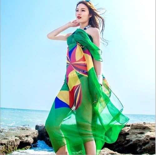 Ladies Beach Chiffon Wrap, gloednApple Sexy Beach Sarong Coverup Swimwear Bikini Scarf Sun Dresses (Green)