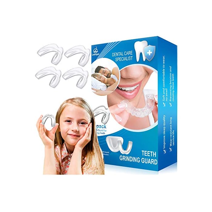 Kids Mouth Guard for Grinding Teeth, Pack of 4 Night Sleep Teeth Guards, Eliminates TMJ & Teeth Clenching, Stops Bruxism…