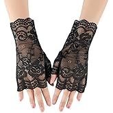 Women Short Lace Gloves Sunblock Fingerless Bridal Wrist Gloves Opera Evening Wedding Tea Party Prom Cosplay