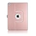 Thankscase Only for iPad Pro 12.9 2017/2015 Old Model, Rotating Case Cover, Swivel Case Pencil Hold Ring, Wallet Pocket (Not Fit New 12.9 All Screen Model)-Rose Gold