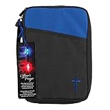 Police Officer's Prayer Blue and Black Canvas Bible Cover Case with Handle, Thinline