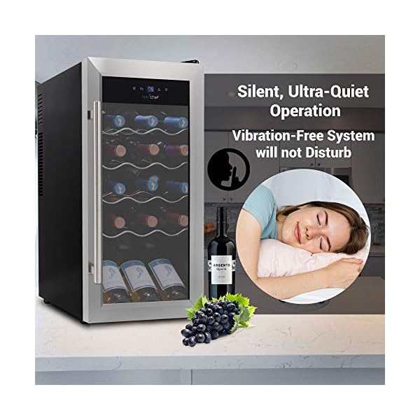 18-Bottle-Wine-Cooler-Refrigerator-White-Red-Wine-Fridge-Chiller-Countertop-Wine-Cooler-Freestanding-Compact-Mini-Wine-Fridge-18-Bottle-wDigital-Control-Stainless-Steel-Door-NutriChef-PKCWC18
