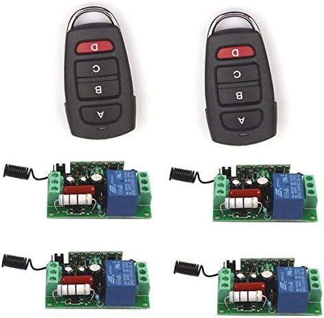 US 110V 10A 1CH Relay 2 4-key wireless RF Control Switch Transmitter+4 Receiver (433MHz)