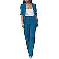 Tcremisa Women's Fashion Fall 2 Piece Pant Suit Dressy Long Sleeve Blazer and Slim Fit Pants Set Business Outfits