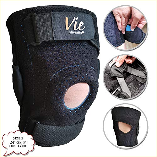 Plus Size Knee Brace Exclusive- Hinged Side Closing Design for Fast Wearing. Designed for Plus Size Men and Women, Provides Great Stabilization, Support, Non Slip & Non Bulky - Vievibrante 2