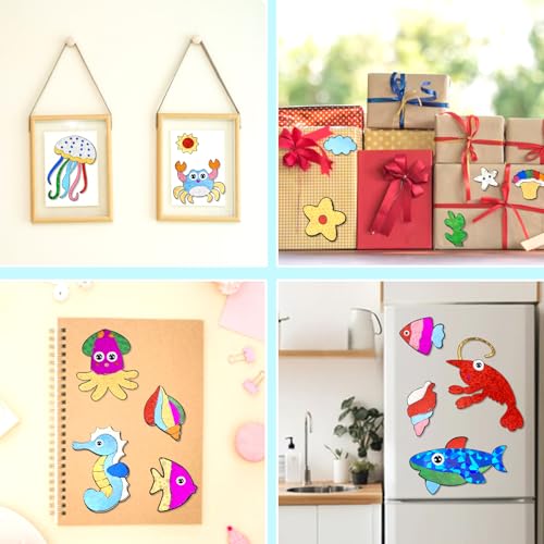 AJAZPER Foil Crafts Kids, Craft Kit Kids, DIY Creative Art Activity for Kids, Travel Set, Gifts for Boys Girl 4+ Years Christmas Birthday (Blue)