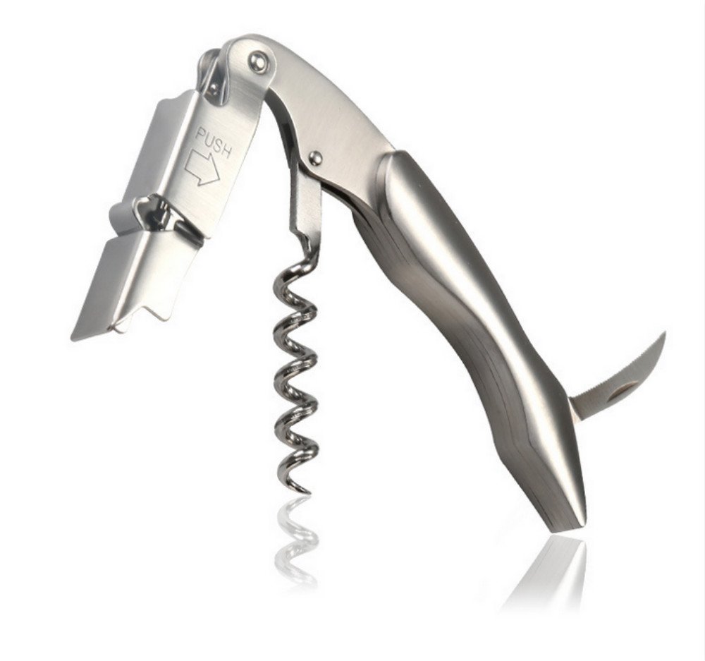 GWCLEO Wine Opener, Manual 3 in 1 Corkscrew Stainless Steel with Bottle Opener and Foil Cutter, Openers with Gifts Box for Wine Corks, Bottle and Beer Caps