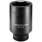 Carbyne 1/2-Inch Drive 36 mm Deep Impact Socket, 6-Point | Chrome Molybdenum Steel | Axle Nut Socket