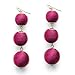 Hot Pink Thread Ball Dangle Earrings Rose Red Bead Tassel Lantern Drop Wedding Earrings for Girls