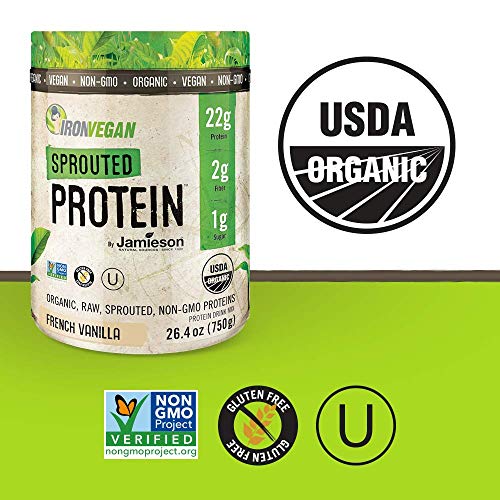 Iron Vegan Sprouted Plant Based Protein Powder by Jamieson (22g), Low