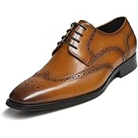 Amazon.com | Dockorio Mens Leather Formal Oxford Lace up Dress Shoes Brown  | Oxfords