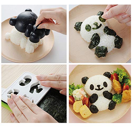 DIY Picnic Kitchen Panda Mold Rice Mold Onigiri Shaper Dry Roasted Seaweed Cutter Set 4 in 1 Bento Accessories - Thumbnail 2