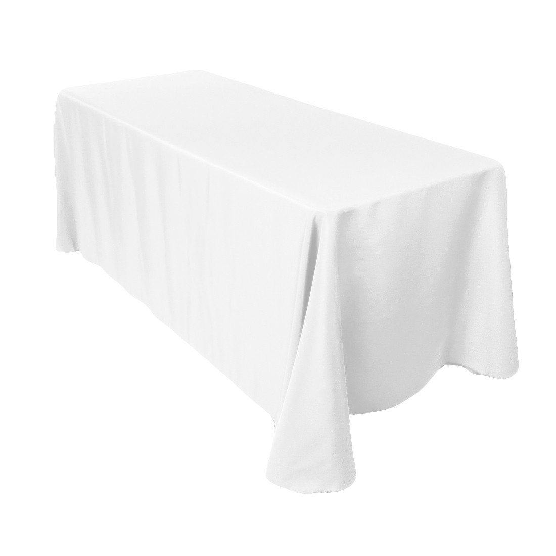 WedDecor 90" x 156" Rectangular Polyester Fabric Tablecloth, Dining Table Cover For Wedding, Home, Restaurant, Events Party Buffet, Picnic, White, 1pc