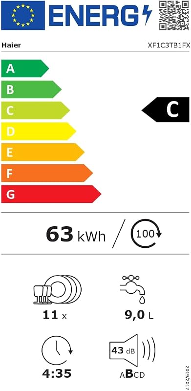 I-Pro Shine Series 5 XF1C3TB1FX, Lavavajillas Independiente 45CM, Motor Inverter, 11 Cubiertos, 3 Bandejas, 8 Ciclos, Wi-Fi, App hOn, Filtro Antibacterias, Apertura Automática, 43DB, Inox