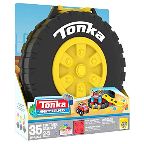 Tonka Mighty Builders Tire Track Case Set for Kids, 35 Pieces - Ages 2 Years and Up