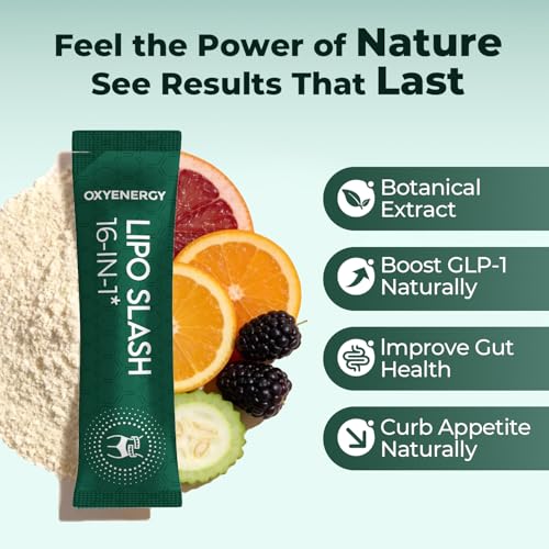 OxyEnergy LIPO Slash 16-in-1 Natural Weight Loss Supplement, 30 Packets | Supports Appetite Suppressant & GLP-1 Activate, Vegetarian, Non-GMO for Women & Men Seeking Healthy Weight Loss