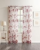 No. 918 Kiki Floral Print Crushed Sheer Voile Rod Pocket Curtain Panel, 51