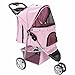 Paws & Pals Dog Stroller - Pet Strollers for Small Medium Dogs & Cats - 3 Wheeler Elite Jogger - Carriages Best for Cat & Large Puppy - Rose Wine