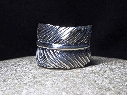 Feather Rings For Women Sterling Silver Guardian Angel Wing Ring Band For Men Boho Steampunk Jewelry