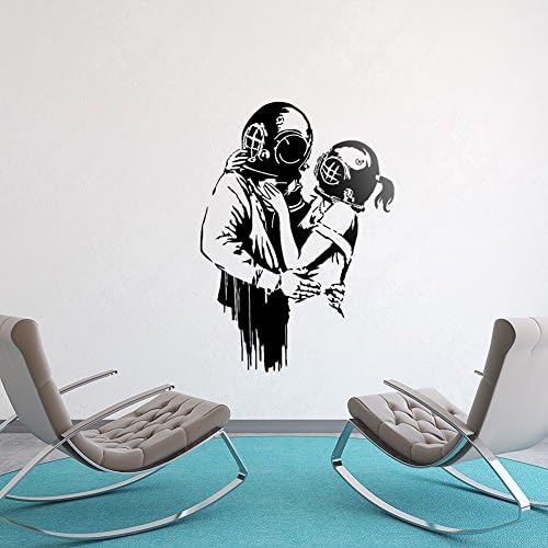 Ideaowl Deep Love Banksy Wall Decal by Style & Apply - Wall Sticker, Vinyl Wall Art, Wall Applique, Home Decor Mural - 31.5inx 22.8in - Black