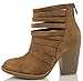 Soda Women's Kelly Cut Out Strappy Stacked Chunky Ankle Bootie